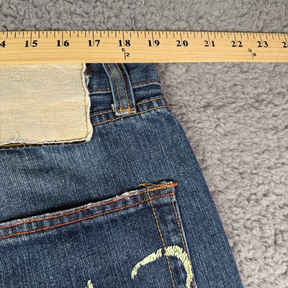 Vintage Y2K Ed Hardy Jeans 38x30 Christian Audigier Embroidered Skull Baggy - Picture 12 of 16